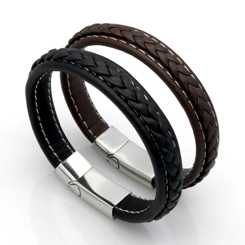 Cool Design Man Woven Black and Brown PU Leather Bracelet Fashion Magnetic Snap Bracelet
Cool Design Man Woven Black and Brown PU Leather Bracelet Fashion Magnetic Snap Bracelet