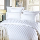 40S 3cm stripe bleached white 100% cotton queen size bed sheet set