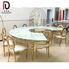 Clear Wedding Table Glass Table Wedding Party Event Clear Glass Top Half Moon Crystal Wedding Dinning Table