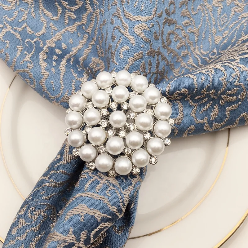 Round Pearl Flower Napkin Rings Gold Metal Napkin Ring Holder Rhinestone Wedding Napkin Rings for Dinner Table Decoration HWP07
Round Pearl Flower Napkin Rings Gold Metal Napkin Ring Holder Rhinestone Wedding Napkin Rings for Dinner Table Decoration HWP07