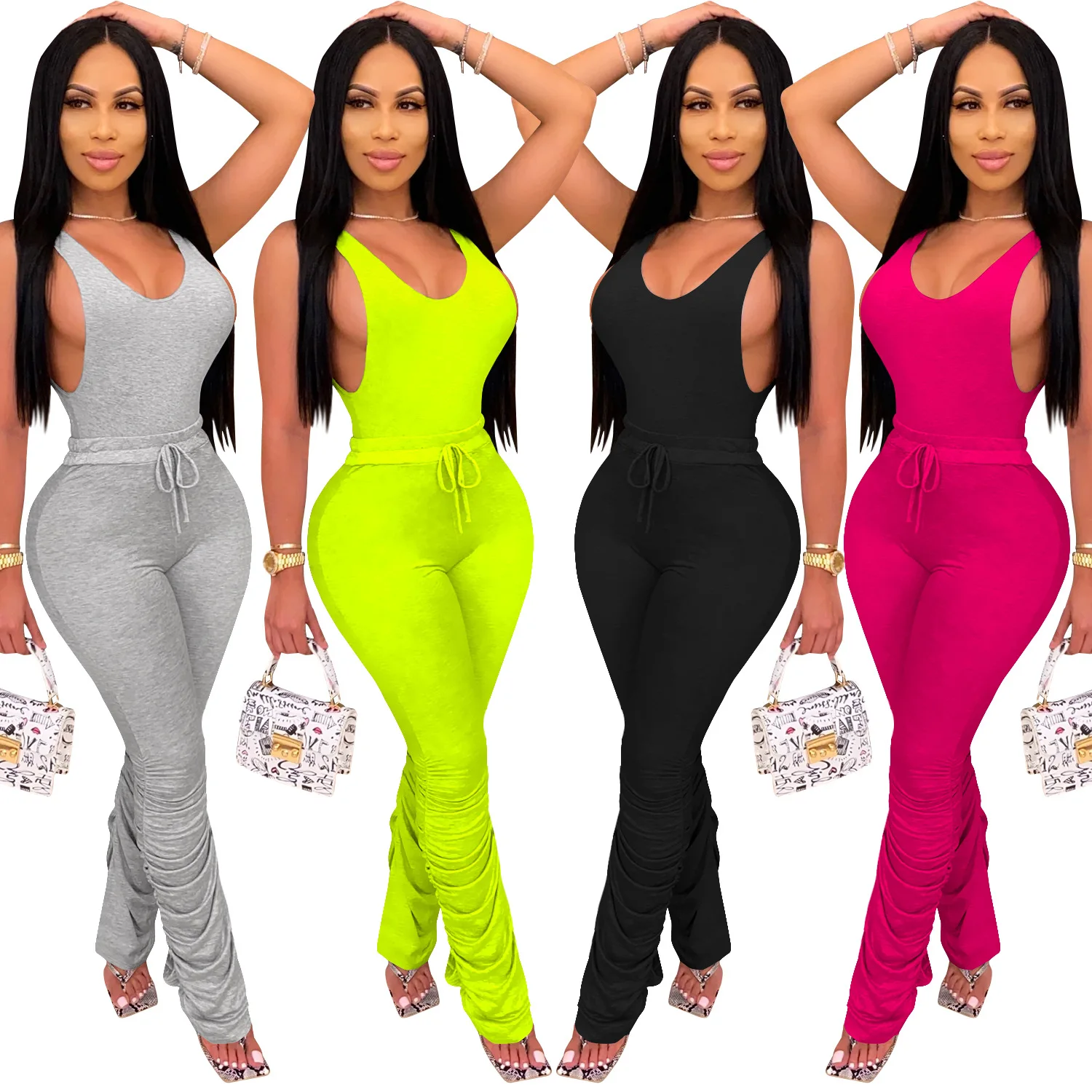 Custom logo 2020 Women's Summer Clothes Sleeveless Jumpsuits Elegant Ladies Tight stacked Pants Rompers And Jumpsuits For Women
Custom logo 2020 Women's Summer Clothes Sleeveless Jumpsuits Elegant Ladies Tight stacked Pants Rompers And Jumpsuits For Women
