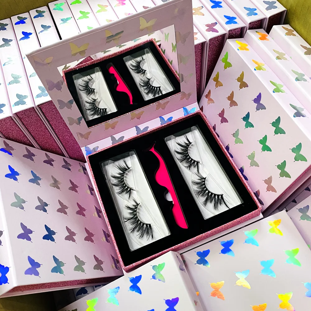 Private Label 2Pair Custom Eyelash Packaging Pink Butterfly Box Natural False Silk Lashes 3D Faux Mink Eyelashes Vendor, Natural black eyelashes
Private Label 2Pair Custom Eyelash Packaging Pink Butterfly Box Natural False Silk Lashes 3D Faux Mink Eyelashes Vendor, Natural black eyelashes