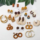 New Fashion design jewelry korean handmade environment friendly wood flower Bamboo Pearl Shell rattan earring for women