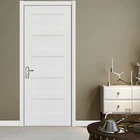 Prehung classic design solid wood apartment bedroom interior white color Painted 3 Panel Shaker door
