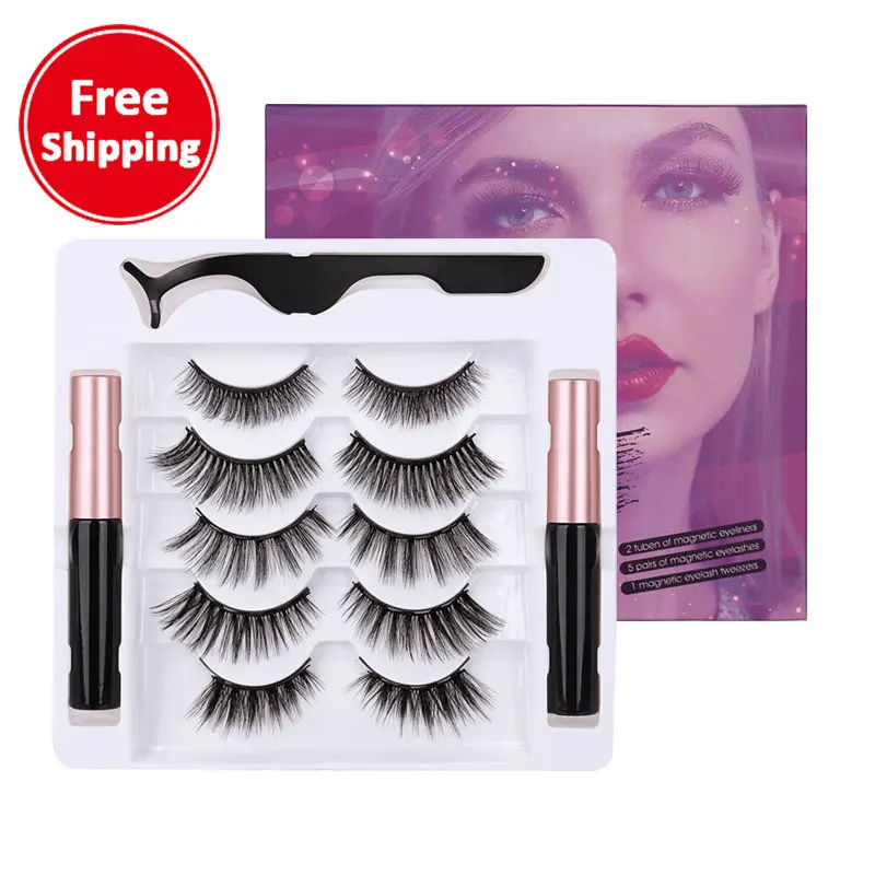 Wholesale private label vendor 100% 3d magnetic glueless magnatic 10mm 5 pairs fluffy faux mink eyelashes with 2 eyeliner, Natural color
Wholesale private label vendor 100% 3d magnetic glueless magnatic 10mm 5 pairs fluffy faux mink eyelashes with 2 eyeliner, Natural color