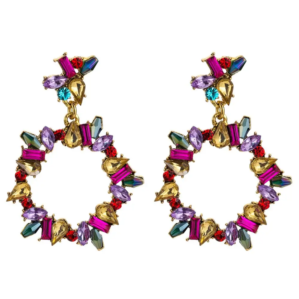 Fashion Gold Plated Colorful Crystal Geometric Oval Rhinestone Bollywood Hoop Earrings For Ladies
Fashion Gold Plated Colorful Crystal Geometric Oval Rhinestone Bollywood Hoop Earrings For Ladies