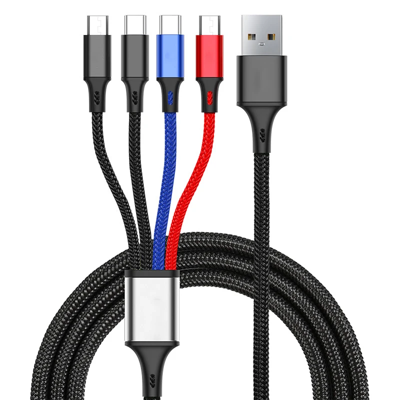 4 in 1 Nylon 3A usb charger cable 1.2m Multi Charging wire Cable for Phone Type C Micro 8 pin USB for iphone cord Android cord
4 in 1 Nylon 3A usb charger cable 1.2m Multi Charging wire Cable for Phone Type C Micro 8 pin USB for iphone cord Android cord