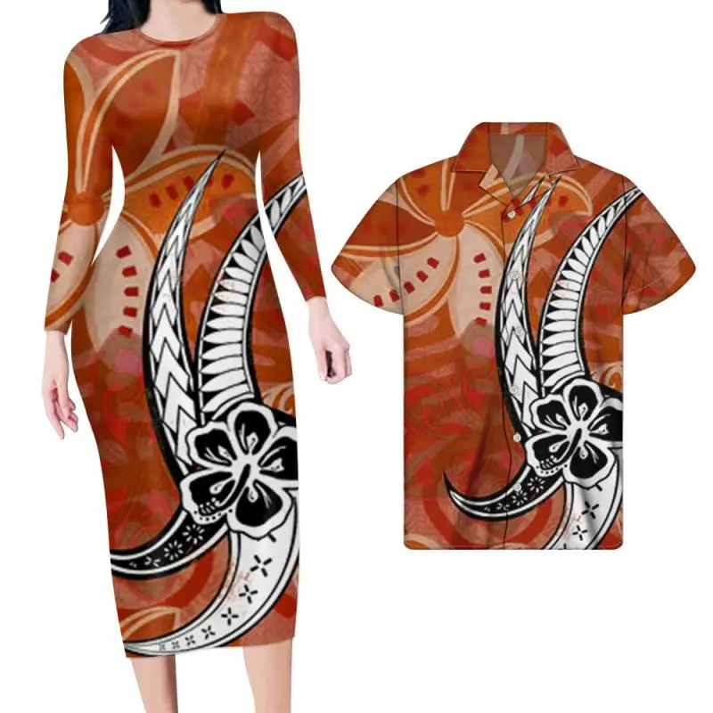 Couple Church Clothes Autumn Long Sleeve Dress For Women Unique Polynesian Tribal Flowers Designer Orange Dress O-neck Ladies, Customized color
Couple Church Clothes Autumn Long Sleeve Dress For Women Unique Polynesian Tribal Flowers Designer Orange Dress O-neck Ladies, Customized color