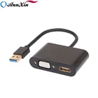 1080P USB 3.0 to HDMI VGA Adapter Video Audio Male To Famale cable multiport Dual Output for PC Laptop Tablet