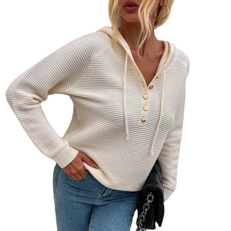 Fashion Top Women Hoodies Drawstring Knitted Sweater Women's Pullovers Autumn Winter New Solid Button Thick Warm Sweaters
Fashion Top Women Hoodies Drawstring Knitted Sweater Women's Pullovers Autumn Winter New Solid Button Thick Warm Sweaters