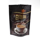 Beans White Printed Zipper Bag Zipper Bags With Coffee Beans Printing Bag White Coffee Aluminium Bags