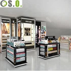 Plywood counter cosmetic display with makeup shop showcase