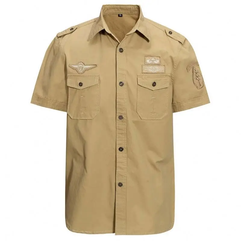 New Fashion Men Summer Air Force pure cotton Button Short Sleeve Solid Color Plus Size Casual Tops Shirt T-shirt
New Fashion Men Summer Air Force pure cotton Button Short Sleeve Solid Color Plus Size Casual Tops Shirt T-shirt
