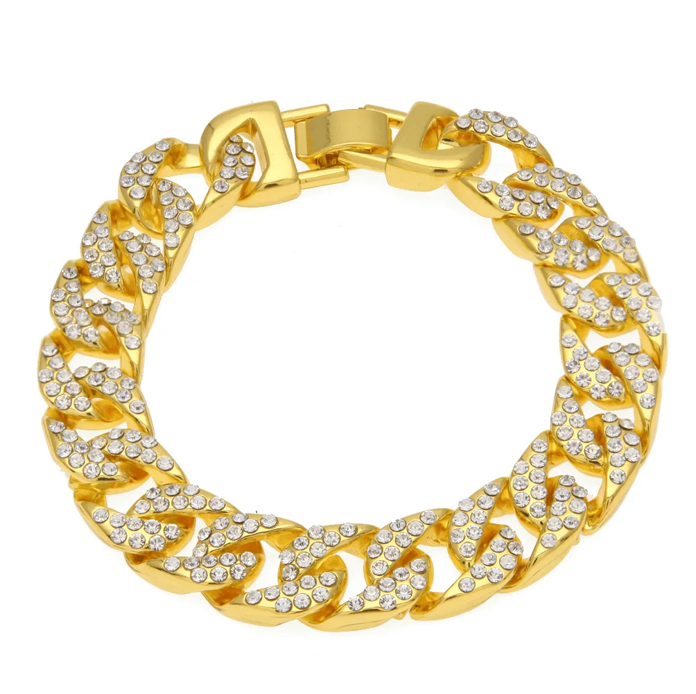 Hip-hop jewelry men's new personality ornaments set rhinestone gold Cuba bracelet wholesale
Hip-hop jewelry men's new personality ornaments set rhinestone gold Cuba bracelet wholesale