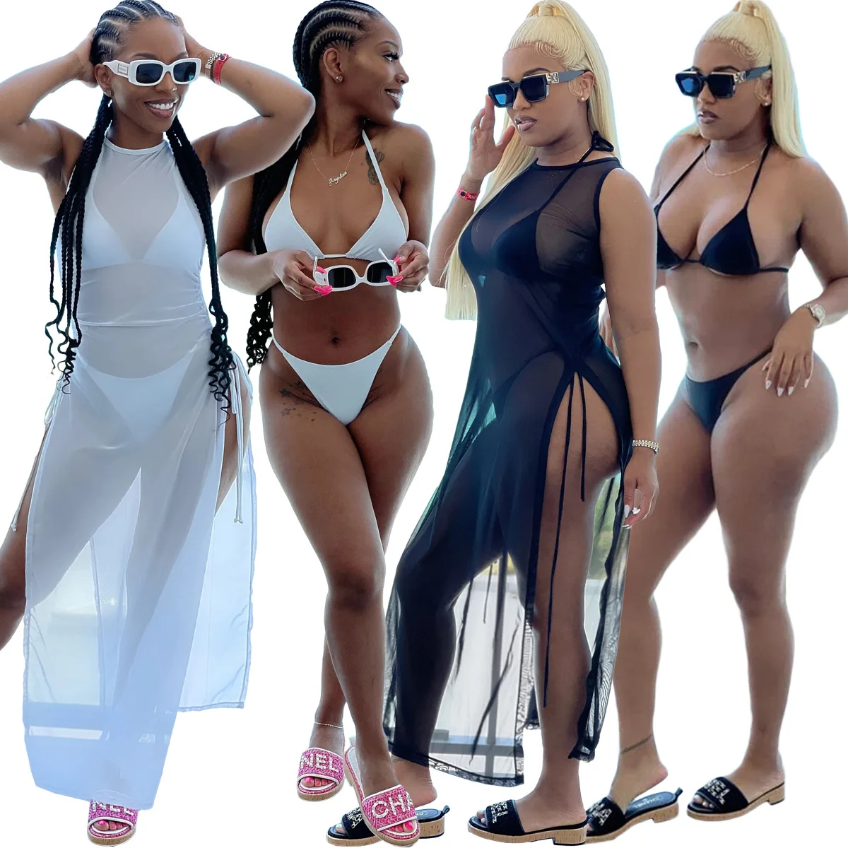 Hot Sale Three Piece Beachwear Fashion Mesh Sexy Split Cover Up Bikini Set For Women Swimwear
Hot Sale Three Piece Beachwear Fashion Mesh Sexy Split Cover Up Bikini Set For Women Swimwear