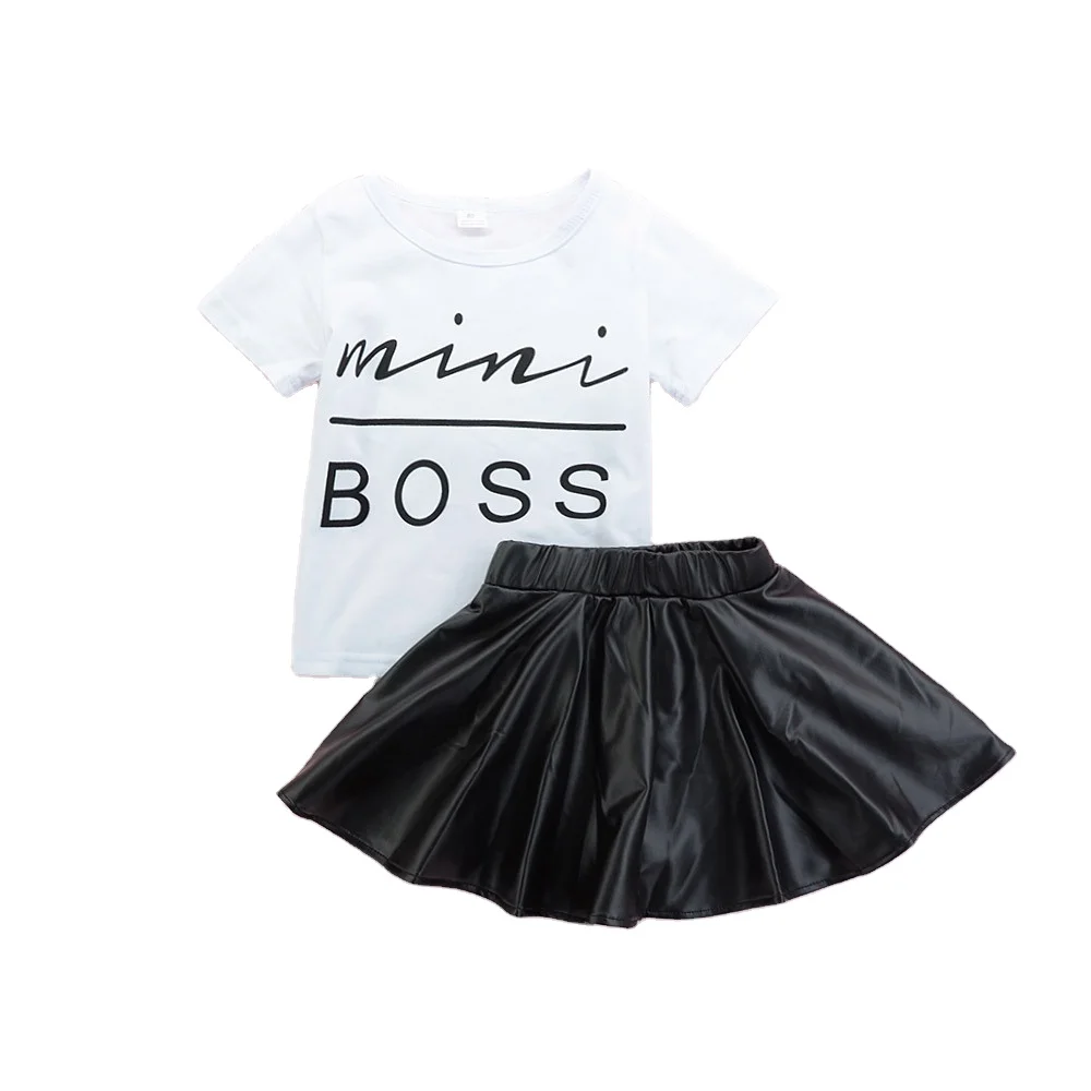 rts Girls short sleeve skirt suit European and American solid color letter jacket leather short skirt western style
rts Girls short sleeve skirt suit European and American solid color letter jacket leather short skirt western style