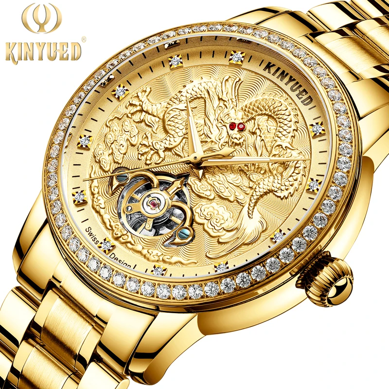 

KINYUED Men Mechanical Watches Brand Luxury Men'S Automatic Tourbillon Wristwatches