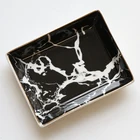 Ceramic Black Marble Veins Square Jewelry Tray Gold Edge Porcelain Dish ceramic ring holder dish