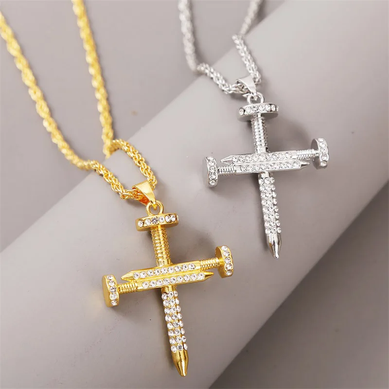 2021 New Fashion Classic jewelry design men gold stainless steel unique nail cross pendant necklace, Picture
2021 New Fashion Classic jewelry design men gold stainless steel unique nail cross pendant necklace, Picture
