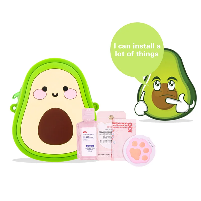 Cute Cartoon avocado pattern silicone bag Mini Wallet Bag Zipper Silicone Coin Purse wallet set With shoulder strap, Multiple colors
Cute Cartoon avocado pattern silicone bag Mini Wallet Bag Zipper Silicone Coin Purse wallet set With shoulder strap, Multiple colors