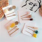 Wholesale Ins Korean Women Girls Simple Geometric Hair Accessories Candy Color Resin Bead Hair Clip Set