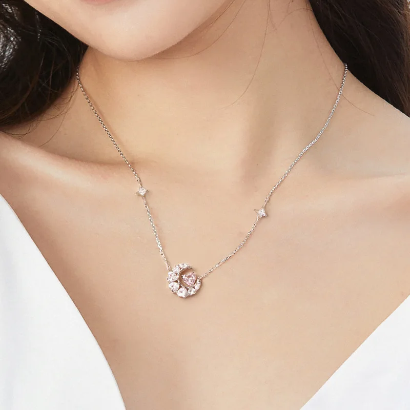 Wholesale New Fashion White Pink Copper Zircon Dream Heart Moom Pendant Necklace For Women Jewelry
Wholesale New Fashion White Pink Copper Zircon Dream Heart Moom Pendant Necklace For Women Jewelry
