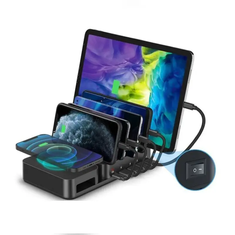 Desktop multifunctional mobile phone charging dock charger cellphone multi usb wireless charging station for iphone for laptop, Black
Desktop multifunctional mobile phone charging dock charger cellphone multi usb wireless charging station for iphone for laptop, Black