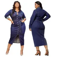11AF496 fashionable long sleeve button down belt autumn denim Clothing Women Plus Size Dress
11AF496 fashionable long sleeve button down belt autumn denim Clothing Women Plus Size Dress