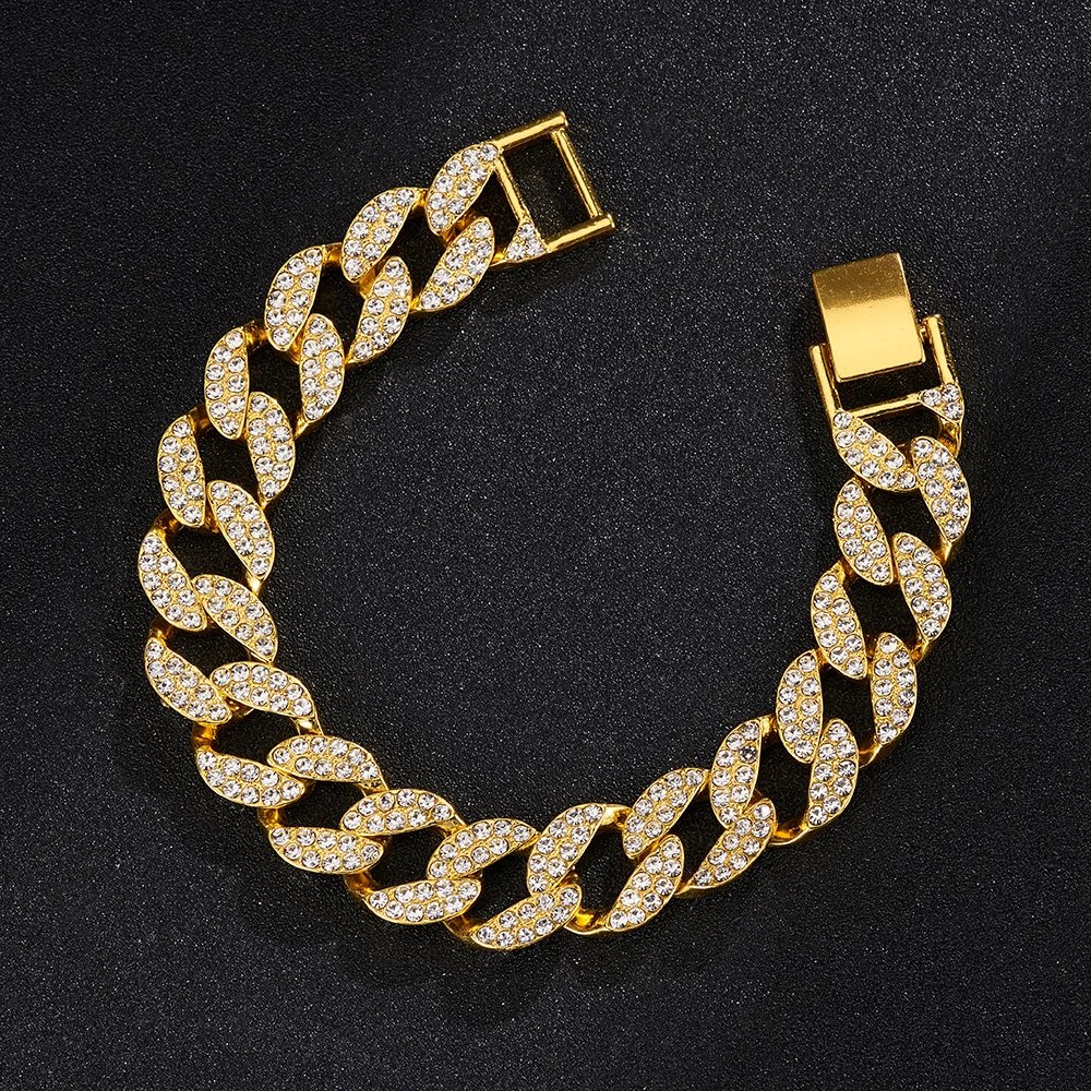 18K Gold Plated Chain Bracelet Jewelry Design Hip-hop Cuban Rhinestone Bracelets For Women Jewelry Miami Men's Pop It Bracelet, Silver / gold color
18K Gold Plated Chain Bracelet Jewelry Design Hip-hop Cuban Rhinestone Bracelets For Women Jewelry Miami Men's Pop It Bracelet, Silver / gold color