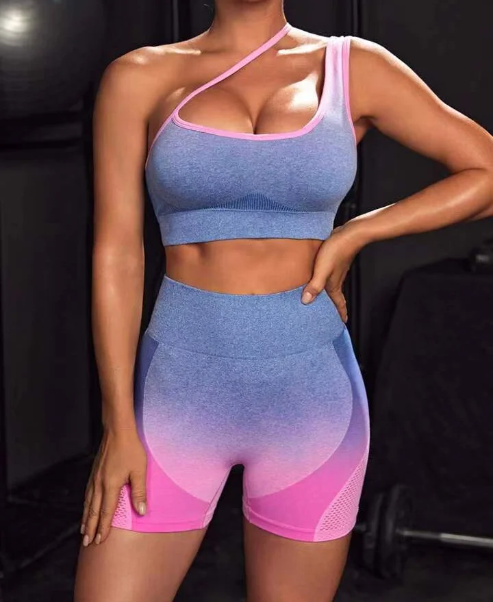 2023 Gradient One Shoulder Sexy Mesh Gym Wear Scrunch Butt Seamless Women Fitness Yoga Short Sets
2023 Gradient One Shoulder Sexy Mesh Gym Wear Scrunch Butt Seamless Women Fitness Yoga Short Sets