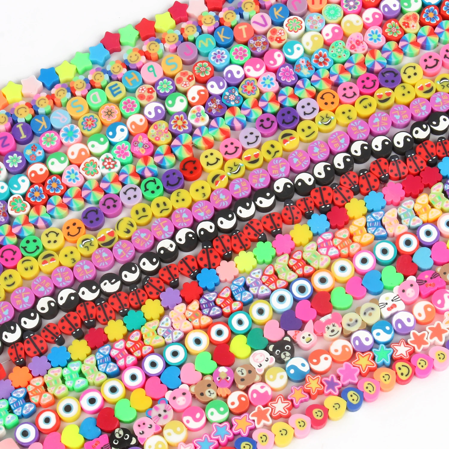 40pcs/lot Mixed Color Smiley Heart Eye Fruit Printing Polymer Clay Loose Beads For DIY Making Jewelry Accessories
40pcs/lot Mixed Color Smiley Heart Eye Fruit Printing Polymer Clay Loose Beads For DIY Making Jewelry Accessories