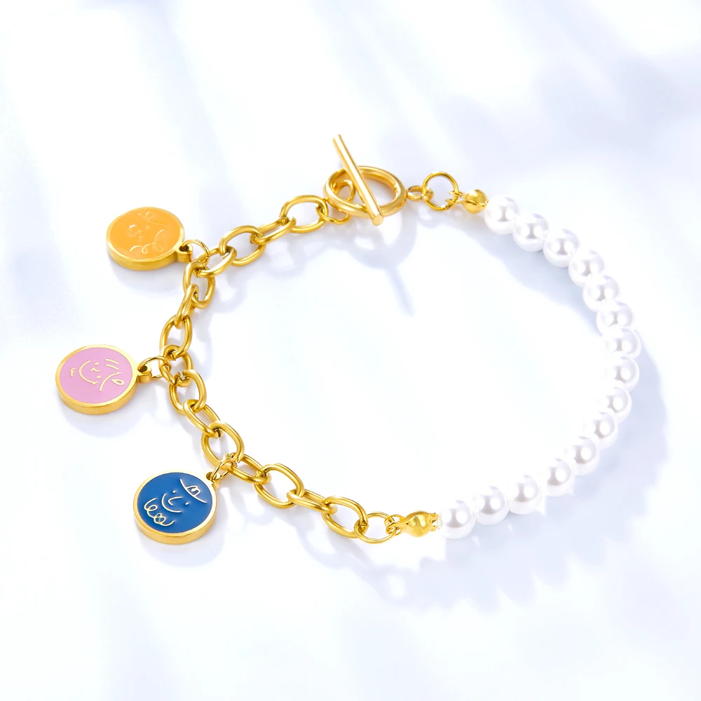 2022 New Design Popular cute colorful pearl pendant Stainless Steel 18K Gold Plated Chain Bracelets Jewelry
2022 New Design Popular cute colorful pearl pendant Stainless Steel 18K Gold Plated Chain Bracelets Jewelry