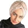 2019 New Style Solid Color Luxury Suede Pearls Scarf Turban Instant Shawl Hijab