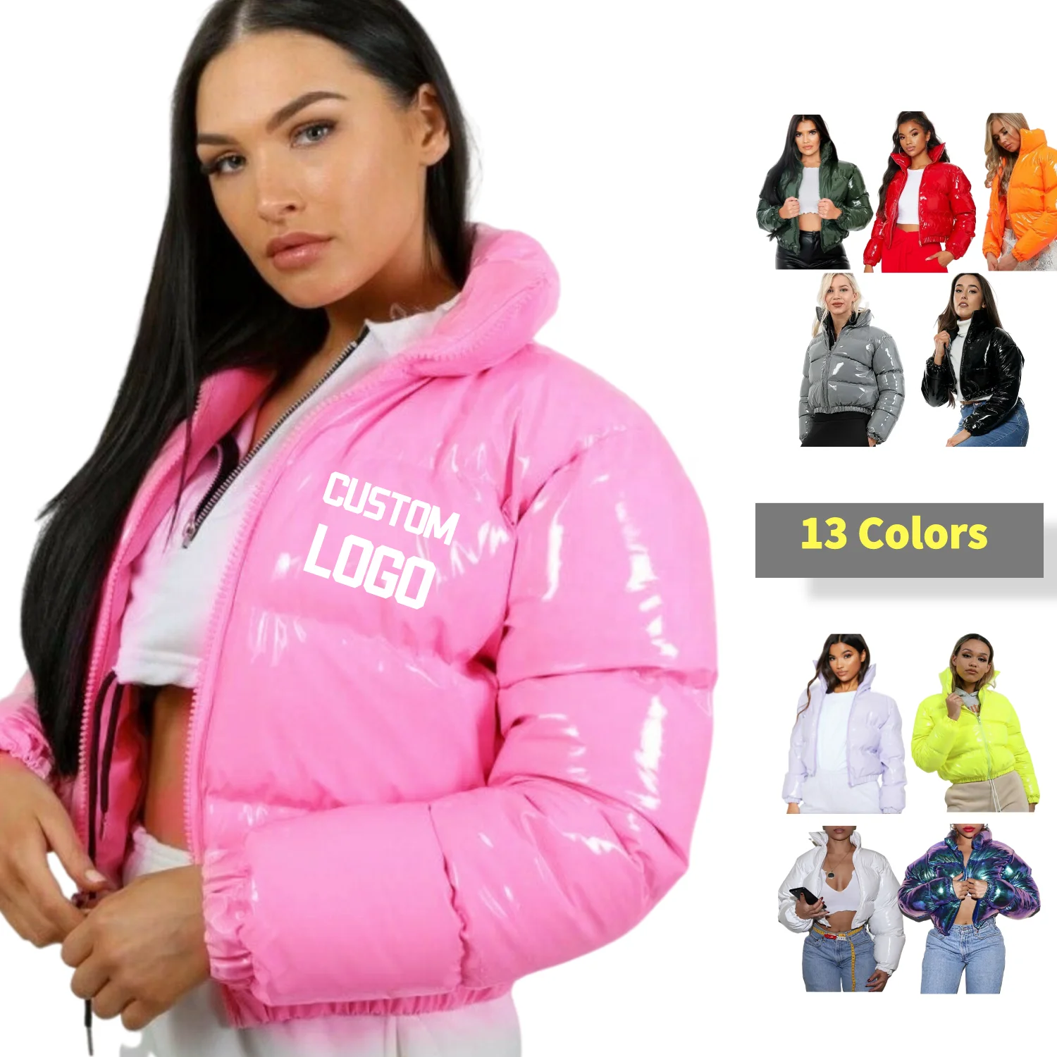 0007 2021 Pink Black Green White Full Zip up Custom LOGO Winter latex Puffer Bubble coats Puff Jacket Women, As shown in the figure
0007 2021 Pink Black Green White Full Zip up Custom LOGO Winter latex Puffer Bubble coats Puff Jacket Women, As shown in the figure