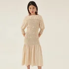 Spring and summer Office wear shortsleeve Chiffon Elastic fold Low waist fishtail dress