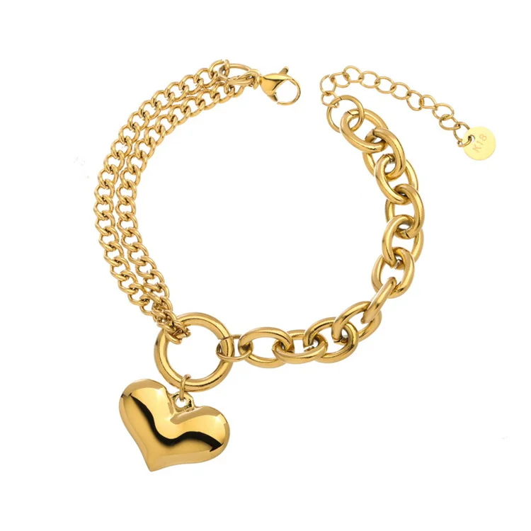 Wholesale Vintage Hip Hop Simple Fashion Personalized Stainless Steel Bracelet Gold Heart Bracelet Charm
Wholesale Vintage Hip Hop Simple Fashion Personalized Stainless Steel Bracelet Gold Heart Bracelet Charm
