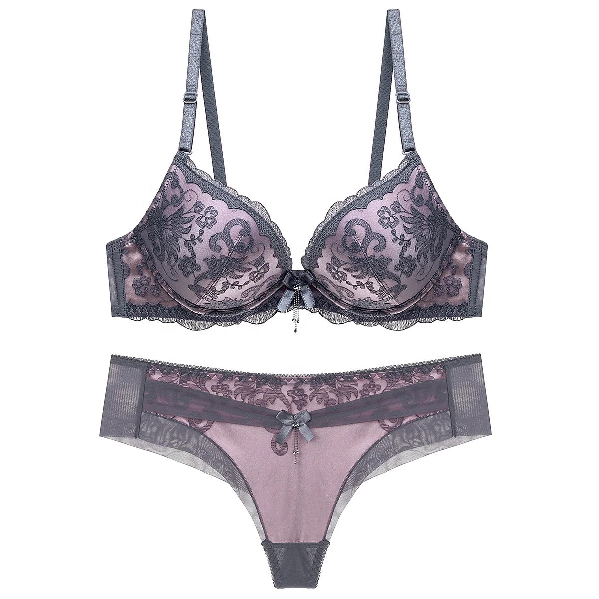 European Sexy Lingerie Set Push Up Embroidered Fashion Retro Bra Panty Set Luxury Lace Mature Women In Thongs Bra And Briefs Set, Gray/black/white
European Sexy Lingerie Set Push Up Embroidered Fashion Retro Bra Panty Set Luxury Lace Mature Women In Thongs Bra And Briefs Set, Gray/black/white
