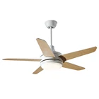 24W Led Wall Control 5 Plywood Blade 3 Speeds Full Copper Wire Mute Motor Ac Ceiling Fan With Light