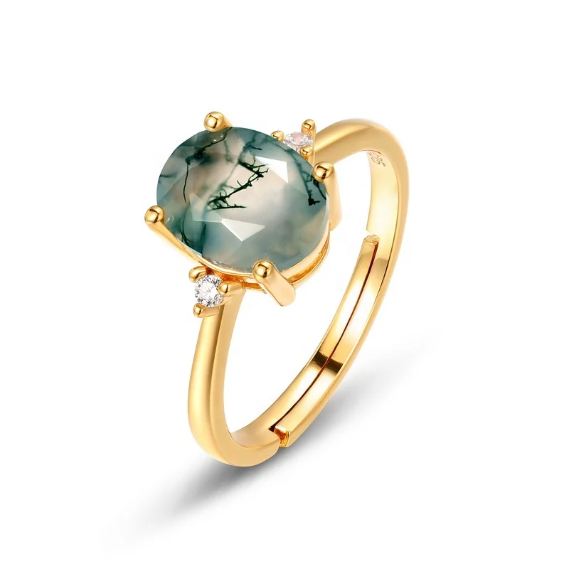 Retro Style Genuine 925 Sterling Silver Green Crystal Ring Adjustable Size Oval Natural Green Moss Agate Engagement Ring
Retro Style Genuine 925 Sterling Silver Green Crystal Ring Adjustable Size Oval Natural Green Moss Agate Engagement Ring