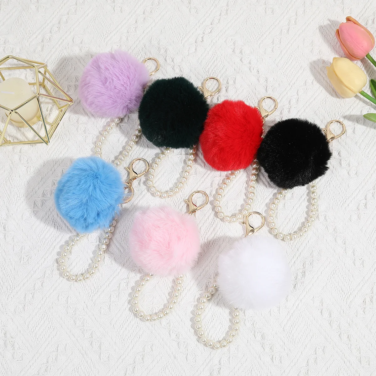 Wholesale Fashion Colored Pearl Rope Keychain New Design Cute Pearl Fur Pompom Bag Car Keychain
Wholesale Fashion Colored Pearl Rope Keychain New Design Cute Pearl Fur Pompom Bag Car Keychain