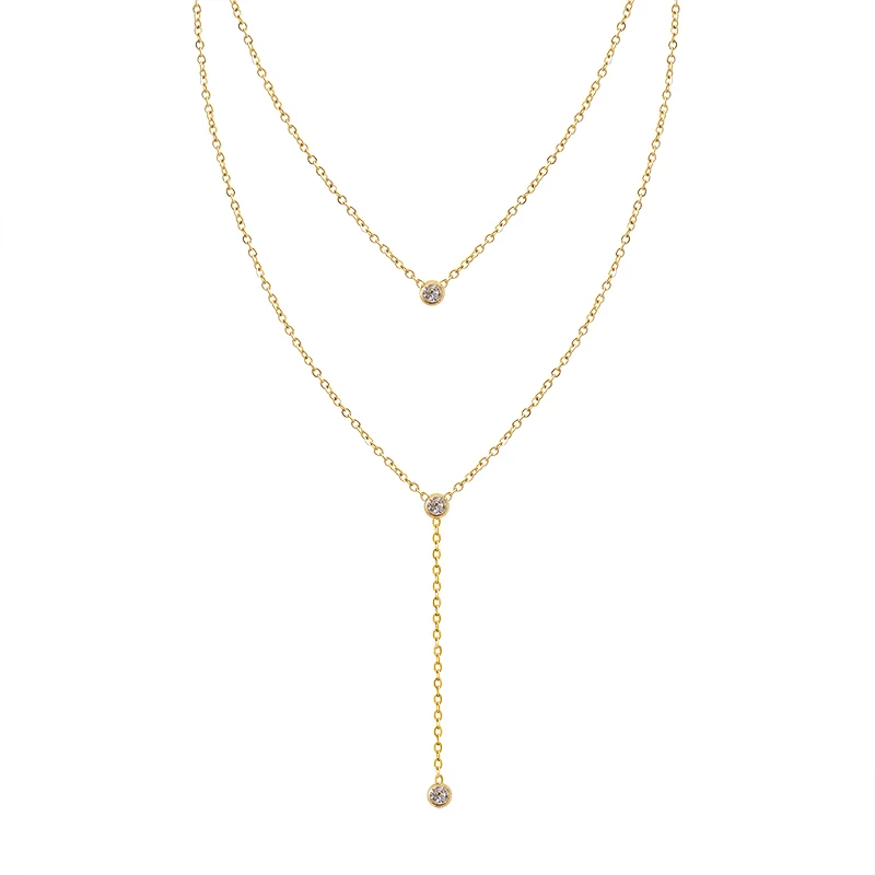 Ladies 316L Stainless Steel Jewelry Doubal-Layered Chain Necklace, 18k gold
Ladies 316L Stainless Steel Jewelry Doubal-Layered Chain Necklace, 18k gold