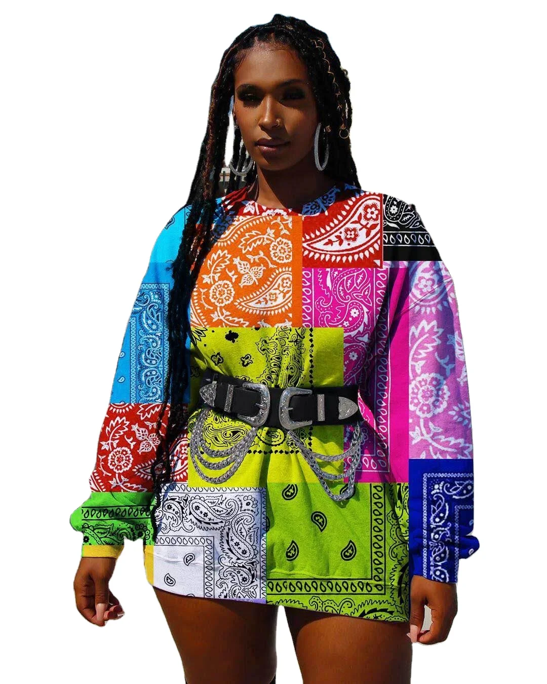 2020 fall fashionable long sleeve vintage paisley bandana patchwork oversized tshirt dress floral print ladies skirt streetwear, As picture
2020 fall fashionable long sleeve vintage paisley bandana patchwork oversized tshirt dress floral print ladies skirt streetwear, As picture