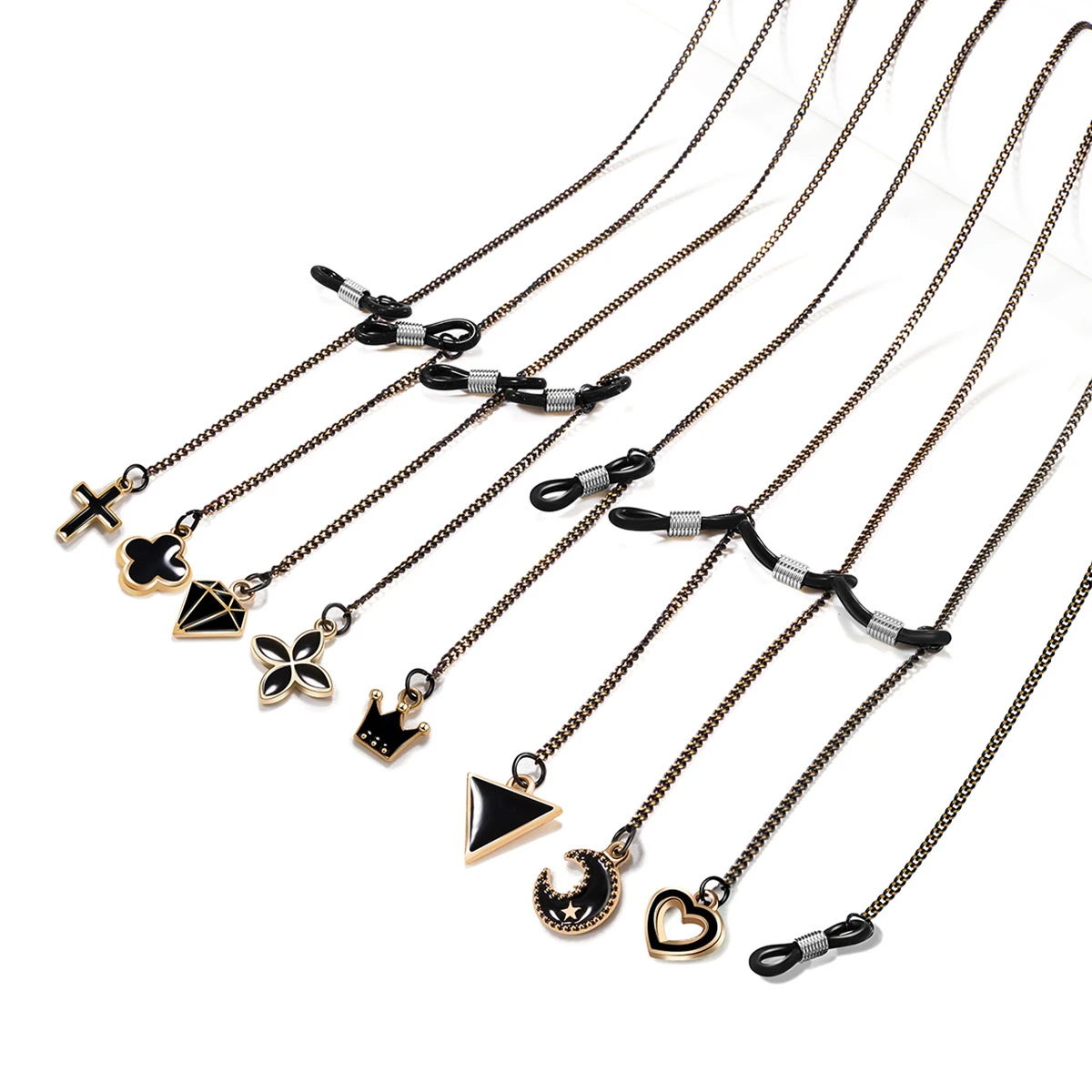 Women Fashion Wholesale Black Zinc Alloy Metal Cross Moon Designer Eye Glasses Eyeglasses chain
Women Fashion Wholesale Black Zinc Alloy Metal Cross Moon Designer Eye Glasses Eyeglasses chain
