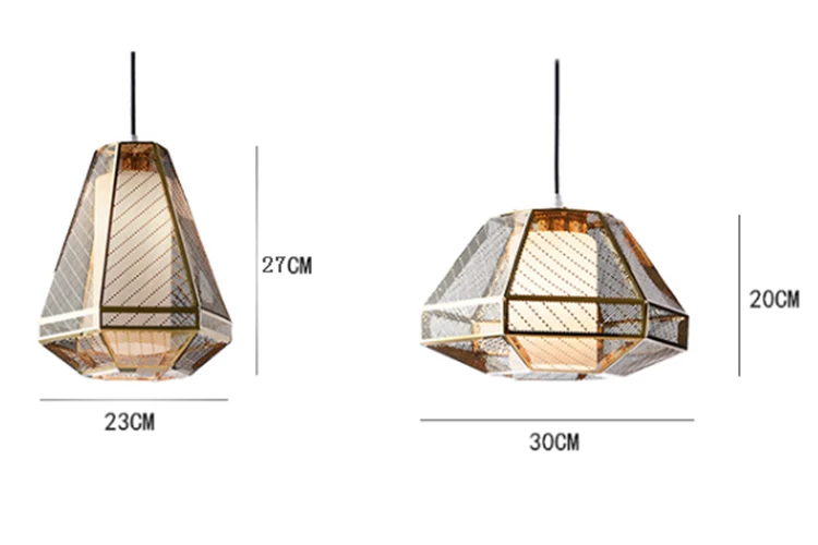 Nordic modern industrial stainless steel diamondshape pendant light led