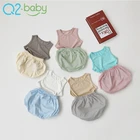Accept oem infant clothing sets plaid sleeveless baby two-piece set 3623