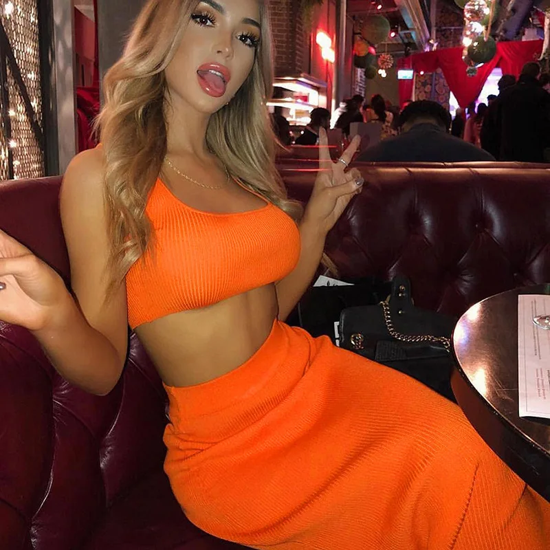 Two Piece Set Midi Dress Sleeveless Tank Club Fashion Party Summer Women Ribbed Dresses Clubwear
Two Piece Set Midi Dress Sleeveless Tank Club Fashion Party Summer Women Ribbed Dresses Clubwear