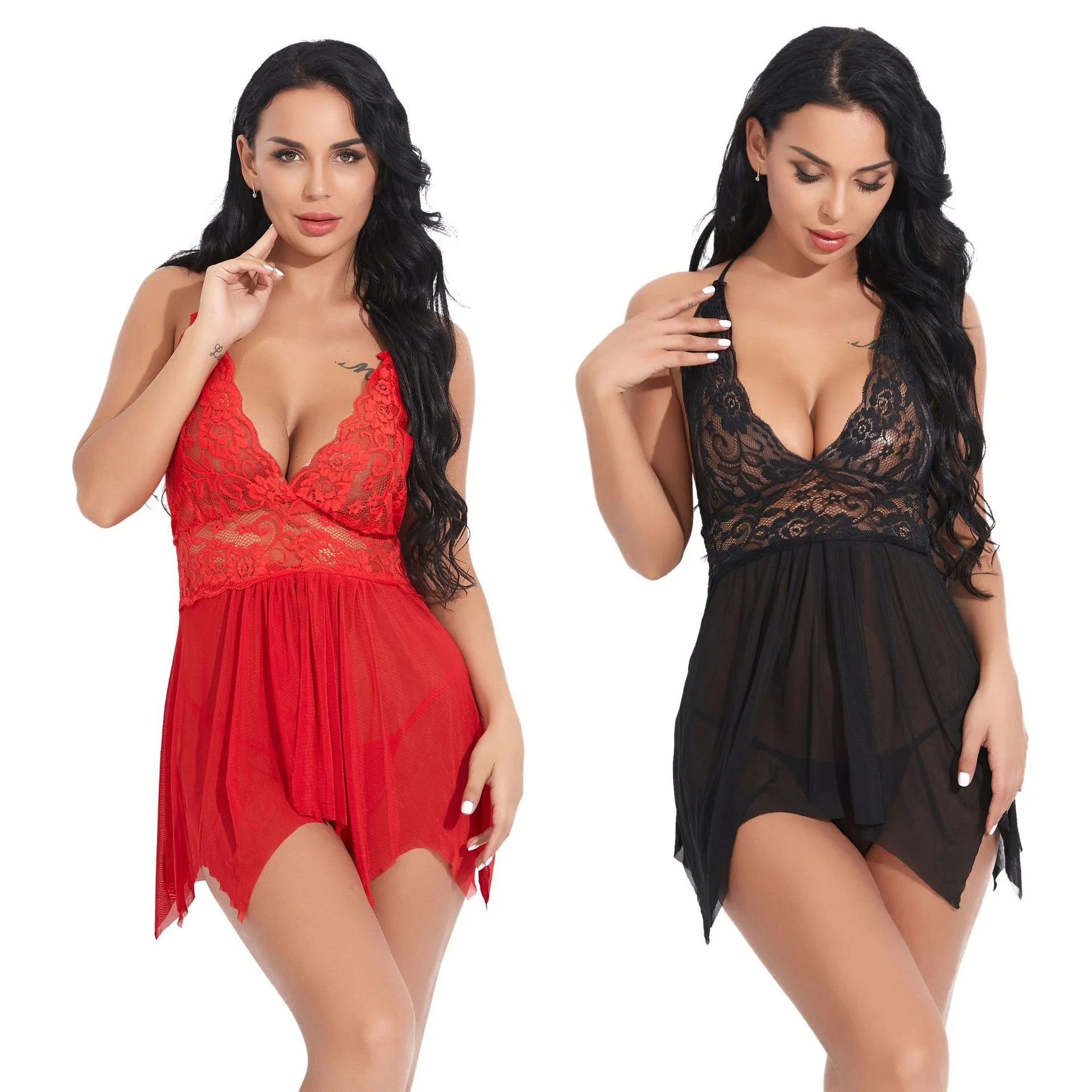XRW330 Wholesale hot transparent lingerie women lace nuisettes sexy erotic babydoll lingerie, Red, black, blue
XRW330 Wholesale hot transparent lingerie women lace nuisettes sexy erotic babydoll lingerie, Red, black, blue