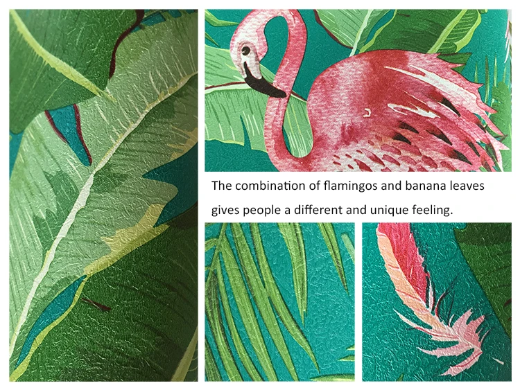 Flamingo and Banana Leaves Design PVC Decorative Wallpapers/wall coating