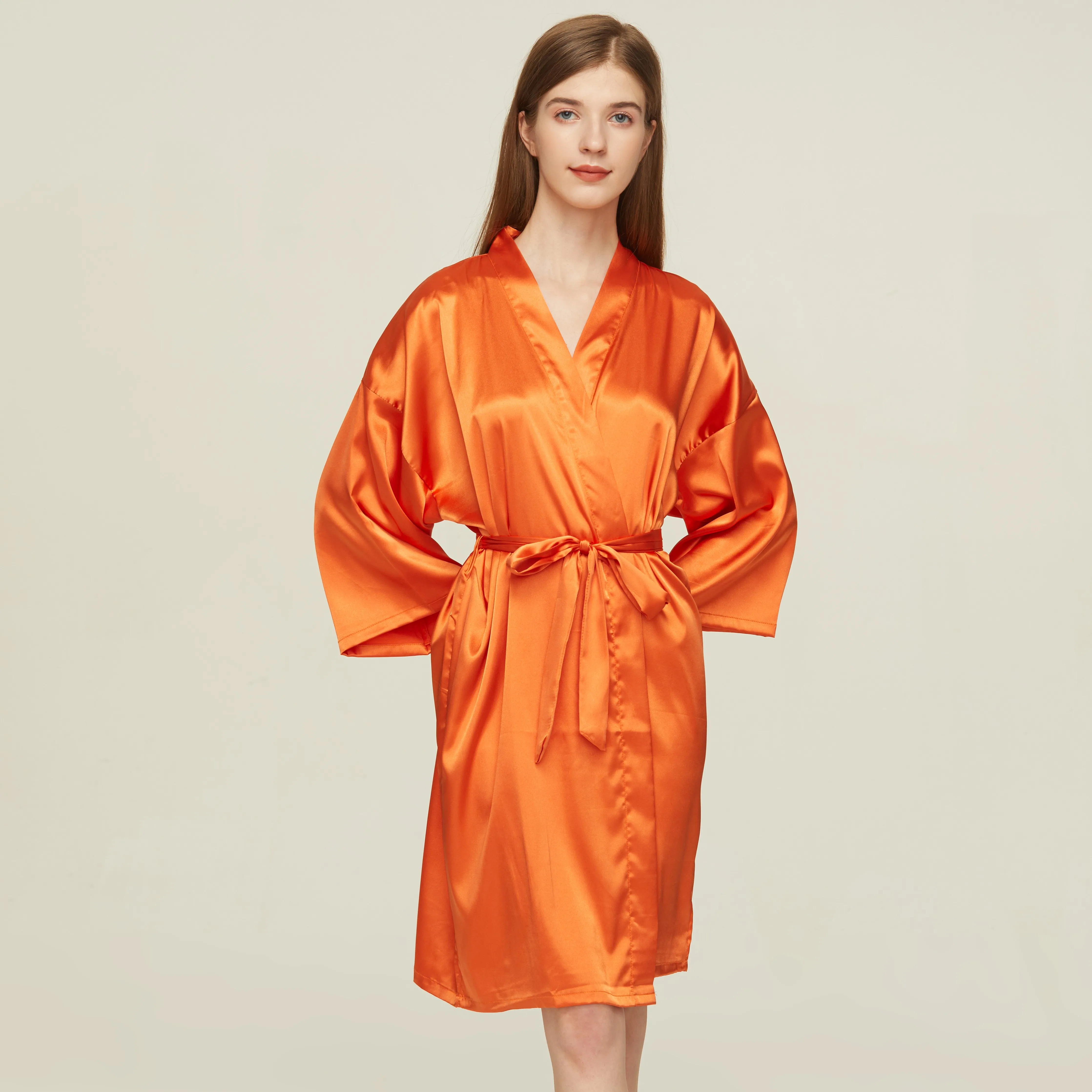 Satin Solid Robe Orange Silk Robes for Ladies women satin low price high quality wedding 6010, Manycolors
Satin Solid Robe Orange Silk Robes for Ladies women satin low price high quality wedding 6010, Manycolors