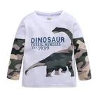 Hotsales Boys 100% Cotton Dinosaur Print Tops Kids Camouflage Long Sleeves Casual False 2pcs T-Shirts For Little Children